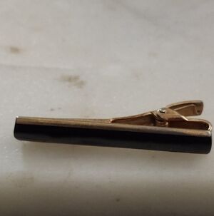 Vintage Germany Black and Gold Tone Tie Clip